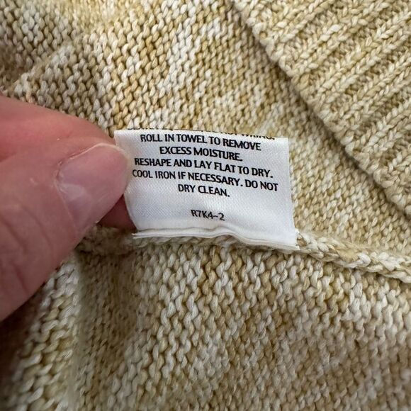 EILEEN FISHER Cardigan Women’s LRG Textured Open Front Neck Cotton Green Beige - Picture 8 of 9